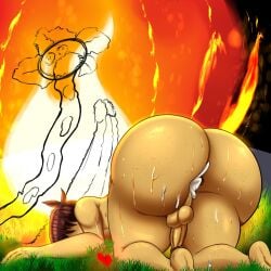 2boys big_ass burning cum_in_ass cum_inside femboy fire flower flowey_the_flower frisk frisk_(undertale) gay nobody147 nude nude_male spiked_penis tentacle thick_ass thick_thighs undertale undertale_(series)