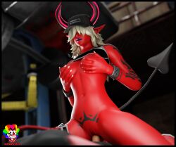 3d big_breasts bra clothed_sex demon demon_girl desdemona_(fortnite) fortnite hat mrmcpizza red_body red_skin underwear white_hair