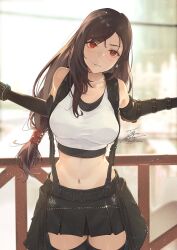 1girls big_breasts fadingzz female female_only final_fantasy final_fantasy_vii final_fantasy_vii_remake light-skinned_female light_skin looking_at_viewer midriff red_eyes square_enix tifa_lockhart