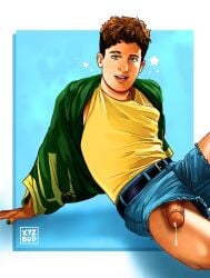 boner brown_hair celebrity charlie_puth clothed dick_slip erect_penis erection fully_clothed hard_on jean_shorts leaning_back looking_at_viewer male male_only musician penis_peek precum precum_drip real_person short_shorts uncut veiny_penis xyzbud