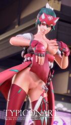 3d 3d_(artwork) big_breasts big_nipples blender blizzard_entertainment breasts female half_naked kimono kiriko_(overwatch) naked naked_female overwatch overwatch_2 pussy revealing_clothes smile solo solo_female standing typiconart