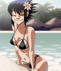 1girls beach black_swimsuit coolerinker gorillaz hourglass_figure inker_comics inkershike japanese_girl lipstick noodle_(gorillaz) pool poolside small_breasts smug_face sun sunbathing sunlight tagme thin thin_female thin_waist wet wet_clothes wet_clothing wet_skin