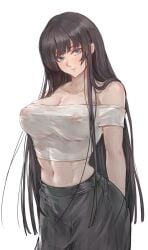 1girls abs female female_only light-skinned_female light_skin medium_breasts navel nipple_bulge original original_character see-through see-through_clothing tezy8art transparent_clothing