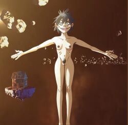 accurate_art_style casual dark_nipples edit female gorillaz human murdoc_niccals noodle_(gorillaz) outer_space pale_skin screencap screenshot_edit tagme