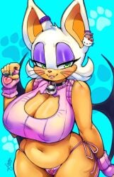 1girls anthro bat_girl big_breasts catgirl chubby cleavage cleavage_cutout female female_only furry large_breasts mrscurlystyles muffin_top pool rouge_the_bat solo solo_female sonic_(series) sonic_the_hedgehog_(series) voluptuous