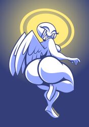 1girls angel ass big_ass bubble_butt corruption dat_ass fanart fat_ass female female_only halo huge_ass icysona iseenudepeople large_ass mythabyss nude nude_female original original_character pupilless_eyes solo spicysona thick_thighs white_skin wide_hips wings