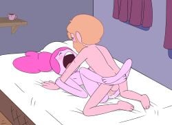 1boy 1girls accurate_art_style adventure_time aged_up area_(artist) barefoot beard bed bedroom bedroom_sex blonde_hair blush cartoon_network closed_eyes coffee_cup cum cum_drip cum_in_pussy cum_inside deep_penetration ejaculation ejaculation_while_penetrated finn_the_human flat_chest full_body grabbing_arm hairy_arms leg_lift leg_lock mating_press missionary_position nude nude_female older open_mouth pink_body pink_hair pink_skin pleasure_face pleasured ponytail princess_bubblegum skinny small_breasts spim vaginal_penetration