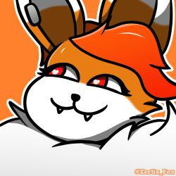 1girls anthro background curvy eyelashes eyeliner female female_only fur furry fursona glowing head icon makeup mora_(zerlix_fox) oc portrait seductive slim smile solo thick voluptuous zerlix_fox zerlix_fox_(character)