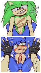 anal anal_sex anthro balls cum cum_on_face cum_on_own_face cum_on_self furry gay gay_sex hauringu penetration penis scourge_the_hedgehog sonic_(series) sonic_the_hedgehog yaoi