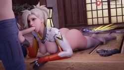 1boy 1girls 2girls 3d animated arti202 ass big_ass big_butt blender blizzard_entertainment blonde blonde_hair blowjob blue_eyes breasts bubble_butt european eye_contact fat_ass feet female_focus lipstick long_penis looking_back mercy moaning oral overwatch overwatch_2 partial_male pawg penis petite ponytail red_lipstick seductive_mouth short_playtime sound swiss tagme video volkor