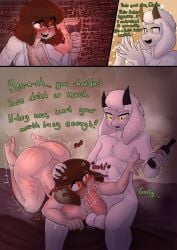 1boy 1boy1girl 1girls 2d alcohol asriel asriel_dreemurr blowjob breasts chara comic darky dialogue english_dialogue english_text face_fucking female fur male oral penis sex straight talking text undertale undertale_(series)