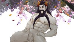 1male abs bigbaraboi black_hair facial_hair hades_(game) hades_(hades) male male_focus male_only muscular muscular_male