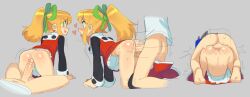 1boy 1girls aged_up anal anal_sex android ass blonde_hair bottomless bottomless_skirt capcom faceless_male grinding hair_ribbon mating_press mega_man mega_man(classic) mega_man_(character) no_panties penis_on_ass robot robot_girl roll sex upskirt wamudraws