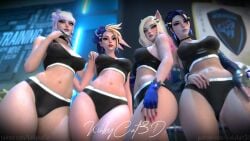 3d 4girls ahri akali athletic_female big_breasts blonde_hair blue_eyes breasts evelynn female_only fingerless_gloves group gym_uniform human k/da_all_out_ahri k/da_all_out_akali k/da_all_out_evelynn k/da_all_out_kai'sa k/da_all_out_series k/da_series kai'sa kinkycat3d kinkykatt3d large_breasts league_of_legends league_of_legends:_wild_rift light-skinned_female lipstick looking_at_viewer multiple_girls nail_polish nipples nipples_visible_through_clothing see-through see-through_clothing succubus underwear