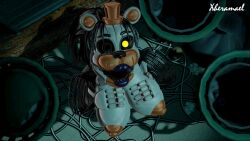 1girls 3d 3d_(artwork) abandoned_building animatronic anthro bear bear_ears big_breasts black_hair black_nose brick_wall brown_nipples completely_naked completely_nude completely_nude_female digital_media_(artwork) female female_only five_nights_at_freddy's fnaf furry grey_body hand_on_breast hat huge_breasts looking_at_viewer molten_freddy night nipples open_mouth poster purple_lipstick robot robot_girl sfm smile smiling smiling_at_viewer solo solo_female source_filmmaker top_hat trash_bag trash_can video_games xheramael yellow_eyes