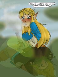 facesitting fart fart_fetish farting_in_face link link_(breath_of_the_wild) princess_zelda r3draynb0w smoke smoking_weed the_legend_of_zelda weed zelda_(breath_of_the_wild)