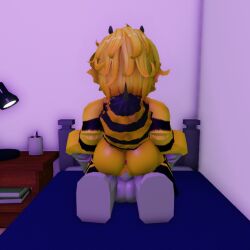 3d anus anus_peek artist_request ass ass_peek asshole bedroom bee bee_girl bouncing cute_female dat_ass grey_penis grey_skin holding_hands in_room original_character purple_light purple_lighting riding roblox roblox_avatar robloxian room simple_background source_request straight vagina vaginal_insertion vaginal_penetration vaginal_sex yellow_hair yellow_skin