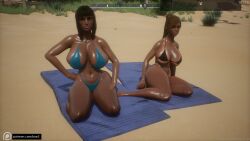 3d bae3 big_ass big_breasts blonde_hair dark_skin farah legend_of_queen_opala osira queen_opala tan_body tanline tanned