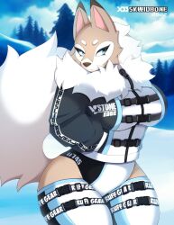 big_breasts breasts female lycanroc pokémon_(species) pokemon skwidbone thick_thighs