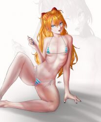 asuka_langley_sohryu blue_nails female_only fingernails nail_polish neon_genesis_evangelion open_mouth waligner younger_female