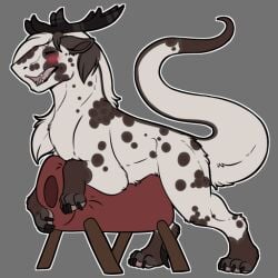 blush breeding_mount breeding_mount_use closed_eyes felkin feral furry horn male mane open_mouth solo symrea tagme telegram_sticker white_body