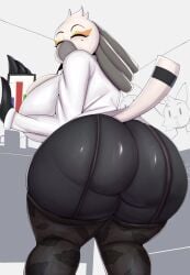 1girls aggressive_retsuko aggretsuko anthro ass ass_focus avian big_ass big_breasts blazethefox breasts clothing dat_ass female female_focus garter_straps huge_ass indoors large_ass office office_clothing office_lady sanrio secretary_bird secretary_washimi thick_thighs thighhighs voluptuous washimi wide_hips