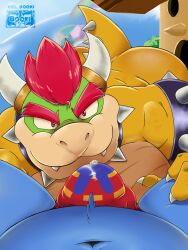 2022 2boys absurd_res anthro anthro_on_anthro armband ass ass_up avian belly big_bulge big_butt big_muscles bird bodily_fluids bowser bulge claws clothing collar crossover day duo el_booki eyebrows first_person_view gay genital_fluids hair hi_res horn king_dedede kirby_(series) koopa looking_at_viewer lying male male/male male_only mario_(series) muscular muscular_anthro muscular_male navel nintendo nude on_back on_front outside pecs penguin plant precum precum_through_clothing precum_through_underwear scalie sky smile solo_focus spiked_armband spiked_collar spiked_tail spikes spikes_(anatomy) super_smash_bros. teeth text tree underwear url video_games watermark wet wet_clothing