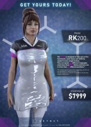 3d 3d_(artwork) adabot ana_de_armas android big_breasts brown_hair celebrity detroit:_become_human female_only light-skinned_female mind_control price_tag realistic rk200 robot robot_girl robot_humanoid sex_toy sexbot shiny_clothes solo solo_female uniform velvetyc3d