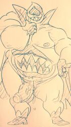 anthro balls big_penis boner darkner deltarune erection gay king_spade male male_only monochrome monster musclegut muscles penis sketch solo solo_male staticlustdemons stomach_mouth white_body wuffinarts