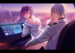 2boys blush fulgur_ovid jinglebeam mile_high_club nijisanji nijisanji_en purple_hair sex silver_hair uki_violeta virtual_youtuber yaoi