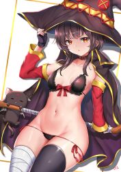 1girls breast collar collarbone cyi cyicheng eyebrows_visible_through_hair female fingerless_gloves gloves hat kono_subarashii_sekai_ni_shukufuku_wo! megumin solo