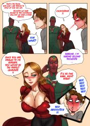 1girls 2022 2boys ahe_gao big_breasts breasts canon_couple cleavage comic cuckold cuckolded dialogue femsub large_breasts light-skinned_female light_skin maledom marvel marvel_cinematic_universe marvel_comics peter_parker speech_bubble tora_tora vision wanda_maximoff