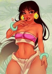 1girls black_hair brown_eyes chel cleavage dark-skinned_female dreamworks large_breasts loincloth long_hair nenkoket the_road_to_el_dorado tubetop voluptuous