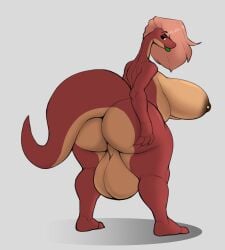 1futa anthro back back_view balls big_ass big_breasts breasts bubble_butt clara_(stickface) clara_culebra futa_only futanari huge_ass huge_balls huge_breasts looking_back reddrago reptile snake snake_futa solo tagme