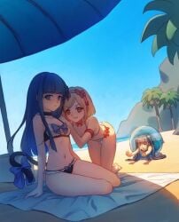 07th_expansion 2girls beach blonde_hair blue_hair erika_furudo female frederica_bernkastel lambdadelta thigh_gap umineko_no_naku_koro_ni