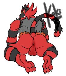 anus ass feet furry humanoid incineroar koki_1 male_only muscular_male nintendo pokemon presenting