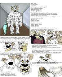 abs absurd_res angry antlers athan_the_monster big_muscles black_body black_fur black_nose bob_(athan_the_monster) broken_hand broken_horn claws duo fur genitals goo_creature hi_res horn huge_muscles humanoid larger_humanoid larger_male male male/male model_sheet monster muscular muscular_male penis size_difference slap slime stated_bisexuality thick_penis yellow_eyes