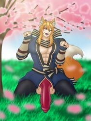 absurd_res ahegarou animal_genitalia animal_humanoid animal_penis balls big_balls big_pecs big_penis boner bulge canid canid_humanoid canine canine_humanoid canine_penis claws clothed clothing erection eyelashes fire_emblem fire_emblem_fates fluffy fluffy_ears fluffy_tail fox_ears fox_humanoid fur genitals hair hi_res human human_with_animal_genitalia human_with_canine_penis humanoid hyper kaden_(fire_emblem) long_hair male male_only mammal mammal_humanoid muscular muscular_male nintendo nya_pose orange_body orange_fur orange_hair partially_clothed pecs penis pose scarf solo thick_eyelashes thick_thighs