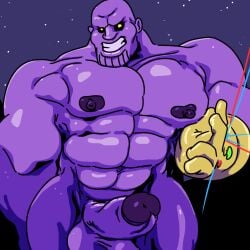 artist_request balls bara big_balls big_penis boner erection gay infinity_gauntlet male male_only marvel muscles muscular penis purple_body purple_skin solo solo_male thanos