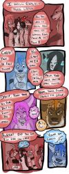 2016 animal_genitalia anthro biped breasts canid cobalt_(tatsuchan18) collar comic daisy_(tatsuchan18) dialogue english_text female fenrir_(tatsuchan18) fur genitals group hair havoc_(tatsuchan18) hi_res hyaenid lagomorph leporid male mammal mink_(tatsuchan18) open_mouth rabbit sheath speech_bubble standing tatsuchan18 text thought_bubble