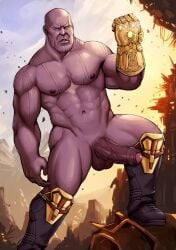 balls bara big_penis boner erection gay infinity_gauntlet locke0n male male_only marvel muscles muscular penis purple_body purple_skin solo solo_male thanos