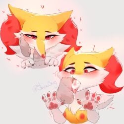 <3_eyes 1:1 2022 4_fingers absurd_res anthro anthro_penetrated areola artist_name balls bedroom_eyes black_body black_fur blush bodily_fluids braixen breasts claws cum cum_drip cum_in_mouth cum_inside cum_on_tongue digital_media_(artwork) disembodied_hand disembodied_penis dripping duo erection eyelashes facial_tuft fellatio female female_anthro female_focus female_penetrated fingers first_person_view fur generation_6_pokemon genital_fluids genitals half-closed_eyes hand_on_cheek heart hi_res humanoid_hands inner_ear_fluff interspecies looking_at_viewer male male/female male_penetrating male_penetrating_female male_pov medium_breasts multicolored_body multicolored_fur multiple_images narrowed_eyes nintendo nipples nude oral oral_penetration orgasm pawpads penetration penile penis pokémon_(species) pokemon pokemon_(species) pokephilia red_areola red_body red_eyes red_fur red_nipples red_nose saliva saliva_on_penis seductive sex shan3ng simple_background solo_focus teeth tongue tongue_out translucent translucent_penis tuft video_games white_background white_body white_fur yellow_body yellow_fur