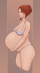 1girls belly big_belly big_breasts bra breasts female pregnant red_hair theprophetcat