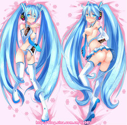 aqua_eyes aqua_hair blue_eyes blue_hair breasts dakimakura female hatsune_miku legs long_hair long_twintails lowleg nail_polish nipples no_panties nude panties pussy snow_miku solo straight_hair thighhighs tied_hair topless twintails uncensored underwear very_long_hair vocaloid zhuxiao517