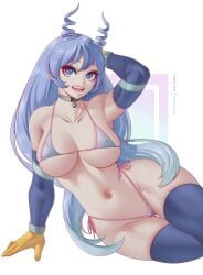 1girls ass blue_eyes blue_hair breasts elbow_gloves female female_only gloves high_resolution large_breasts looking_at_viewer melowh my_hero_academia nejire_hado skindentation solo stockings thick_thighs thighhighs thighs thong very_high_resolution wide_hips