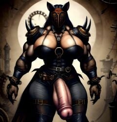 big_breasts big_penis digital_media_(artwork) futa_only futanari futaworship huge_breasts massive_penis steampunk