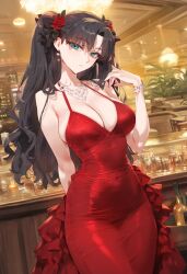 1girl 1girls ai_generated cleavage dress fancy_clothing fate/stay_night fate_(series) tagme tohsaka_rin