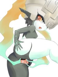 1girls bar_censor blush censor_bar censored censored_pussy cute_fang female female_only fused_shadow gomapurin hand_on_ass hand_on_own_ass imp_midna leg_lift looking_back_at_viewer midna nintendo prehensile_hair presenting pussy red_eyes small_breasts smooth_skin solo spread_pussy the_legend_of_zelda the_legend_of_zelda:_twilight_princess twilight_princess white_background yellow_sclera