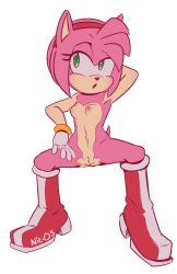 amy_rose boots bracelet breasts female furry gloves hairband legs_apart mostly_nude nic-os pussy sega sonic_(series) transparent_background