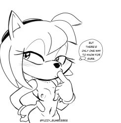 amy_rose breasts female finger_in_mouth furry gloves hairband nic-os sega sketch sonic_(series) thought_bubble